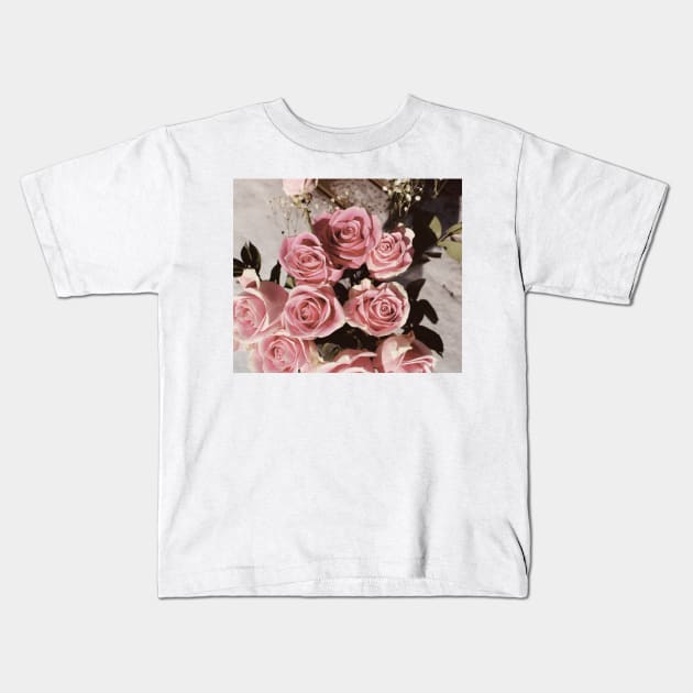 Pink Roses Kids T-Shirt by Rosey Elisabeth